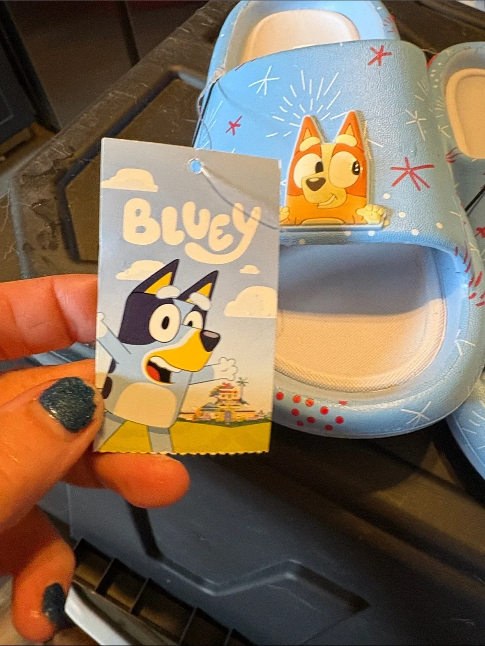 Bluey Light Blue Kids Slide Sandals with Character Strap